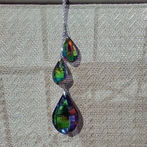 Rainbow Glass Stainless Steel Earrings and Pendant